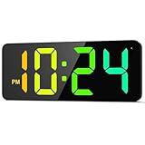 LED Digital Wall Clock with Dynamic RGB Display, Big Digits, Auto-Brightness, 12/24Hr Format, Modern Electric Small Silent Wall Clock for Living Room, Bedroom, Classroom, Farmhouse, Kitchen, Office