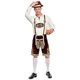 Spooktacular Creations Halloween Men’s Oktoberfest Costume Set, Lederhosen Men with German Bavarian Hat, Beer Costume, Adults Halloween Costumes Brown Outfit for Beer Festival Party (X-Large)