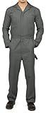 NY Threads Men’s Twill Long Sleeve Coverall Slim Fit Utility Work Wear, XX-Large, Grey