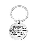 Sport Mom or Dad Keychain- Some People Have to Wait Their Entire Lives to Meet Their Favorite Player, I Raised Mine. Gift for Football, Baseball, Soccer & Basketball Parents