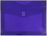 JAM PAPER Plastic Expansion Envelopes with Hook & Loop Closure - Letter Booklet - 9 3/4 x 13 with 2 Inch Expansion - Purple - 3/Pack