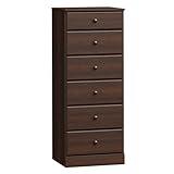 Prepac Astrid Tall Brown Dresser: 16.5"D x 19.75"W x 50"H, 6-Drawer Chest for Bedroom by Prepac - Perfect Chest of Drawers for Ample Storage