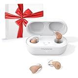 Vivtone Supermini Hearing Aids, Rechargeable Digital Hearing Devices with 16-Channel Sound Processing for Superior Sound Quality, Over-The-Counter, Auto-On/Off, Pair, Supermini-b-E (Beige)