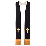 BLESSUME Church Clergy Pastor Reversible Stole (White and Black 2)