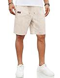 COOFANDY Mens Flat Front Shorts Elastic Waist Linen Lightweight Breathable Shorts, Khaki, XX-Large