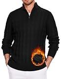 SIMIYA Men Pullover Sweater Quarter Zip Sweaters Mock Neck Mens Sweater Long Sleeve Cable Knit Sweater Polo Sweater