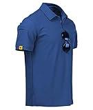 ZITY Mens Polo Shirt Short Sleeve Sports Tactical T-Shirt Athletic Golf Polos Daily Casual Stylish Collared Shirts for Men Blue Medium