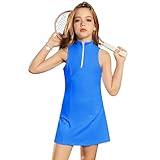 Perfashion Girls Tennis Dress Golf Outfit Kids Athletic Workout Dress Royal Blue Active with Shorts Size 8 10