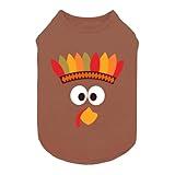 Fitwarm Turkey Face Dog Shirt, Thanksgiving Outfit for Small Dogs Boy Girl, Pet Apparel, Brown, Medium