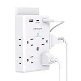 Multi Plug Outlet Extender with USB C Ports, 3 Sided Power Strip with 900J Surge Protector, 8 Outlets Splitter with 3 USB Wall Charger, Wall Adapter Spaced for Home Travel Office Dorm Room, ETL Listed