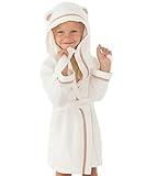 Premium Soft Bath Robe for Baby - Rayon made from Bamboo Baby Robe with Hood - Baby Girl Robe Baby Boy Robe Infant Robe (12-24 Months, White)