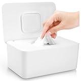 Lijroavy Baby Wipes Dispenser, Baby Wipe Holder for Fresh Wipes, Non-Slip Baby Wipes Container, Refillable Wipes Box, Wipes Case with Sealing Design Lid (White)
