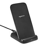 Amazon Basics 10W Qi Certified Wireless Charging Stand, for Phone 16/15/14/13/12/11/X, Samsung, and More, with USB Cable (No AC Adapter), Black