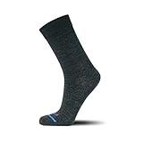 FITS Business Crew Sock, Mens Dress Sock, Made with Fine Merino Wool, Breathable, Odor Resistant, Whole Foot Comfort, Made in USA, Charcoal, Large