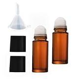 LNYMZD 2Pcs Brown 30ml Glass Essential Oil Roller Bottles Refillable Roll on Bottles Empty Deodorant Bottle Containers Rollerball Bottles Beauty and Personal Care Tools for Fragrance Cosmetics