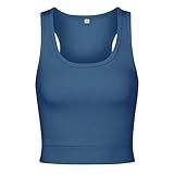 Bra30 Women's Sporty-Racerback Half Tank with Fitted Band Sport Style Top, Peacock