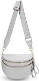 Bum Bags for Women Nylon Crossbody Bag Solid Spacious Cresent Sling Belt Half Moon Purse with Adjustable Strap Trendy Satchel