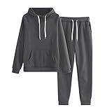 Mujer Cyber of Monday Deals 2024 Womens 2 Piece Sweatsuit Long Sleeve and Pants Lounge Set Dark Gray