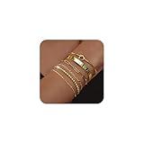 HERIER Gold Bangle Bracelets Stack for Women 14K Gold Plated Cuff Bracelet Set Jewelry for Women Trendy