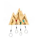 YY Vertical Mountain Decor Keyholder in Wood, Climb Every Mountain Wall Decor - Ideal Gifts for Mountain Climbers, 4 Key Rings Included - Perfect for Mountain Lovers