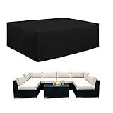 Easy-Going 600D Heavy Duty Patio Furniture Cover, Outdoor Rectangular Table and Chair Set Cover, Waterproof Outdoor Sectional Set Cover (110"L x 84"W x 28"H, Black)