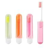 Travel Toothbrush,3PCS Travel Toothbrush Set,Mini Toothbrush Soft Portable Toothbrush Travel with Tooth Brush Cover Small Folding Toothbrush Individually Wrapped Home Travel Camping,Orange,Yellow,Pink