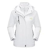 MAGCOMSEN Waterproof Jackets for Women 3 in 1 Jacket Winter Ski Jacket Fleece Lined Mountain Jacket Snow Hiking Jackets Pure White XL