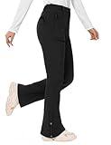 Hiauspor Womens-Snow-Ski-Pants-Fleece-Lined-Water-Resistant Insulated Thermal Flare Warm for Snowboard Winter Hiking(Black, 8, 31")