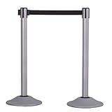 US Weight - U2103EXT Heavy Duty Premium Steel Stanchion with Extended 13-Foot Retractable Belt – Silver, Two Pack