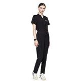 Uniforms World Horizon Scrubs Set for Women — Suit Stretch Top & Straight Pants with Multi Pocket, Yoga Waistband, 9 Pockets, Anti-Wrinkle