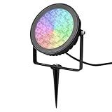 LGIDTECH FUTC05 25W RGB+CCT Outdoor LED Landscape Garden Spotlight AC100-240V Million Colors Changing,Color Temperature Adjustable,Memory Function.Remote,Wall Panel,Hub is Sold Separately