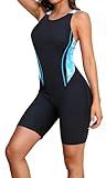 beautyin Women's One Piece Boyleg Swimsuit Racerback Athletic Bathing Suit