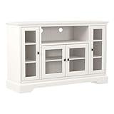 Walker Edison Traditional Wood Universal TV Stand for TV's up to 58" Flat Screen Living Room Entertainment Center, 52 Inch, White