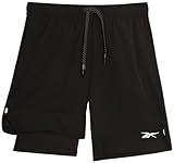 Reebok Boys Shorts - 2 in 1 Basketball Shorts with Compression Liner and Pockets - Gym and Running Boys Athletic Shorts, Size 10-12, Black