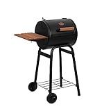 Char-Griller® Patio Pro Charcoal Grill and Smoker with Cast Iron Grates, Premium Wood Shelf and Damper Control, 250 Cooking Square Inches in Black, Model E1515