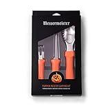 Messermeister 3-Piece Pumpkin Carving Set - Includes Scraper, Sawtooth Carver & Etching Tool - AISI420 Stainless Steel & Soft-Grip Handle