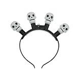 Day of the Dead Decor Ghost Hairband Hair Hoop Flashing Halloween Decoration Accessories LED Light Hairband Devil Headpiece for Women Girls Kids Trick or Treat Day of the Dead Art Decor Supply (Skull)