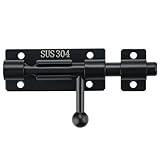 Alise 4 Inch SUS304 Stainless Steel Gate Latch, Slide Bolt Latch,Thickened Heavy Door Latch Lock, Black Barrel Bolt Latch, Security Slide Latch Lock MCX7004-B