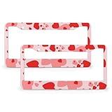 2Pcs Valentines Love Lips2 Hole License Plate Frames Kiss Mouth Heart Car License Plate Cover Universal Aluminum Frame for Front and Rear Car Tags Accessories for US Vehicle Standard
