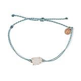 Pura Vida Rose Gold Seaglass Bracelet w/Plated Charm - Adjustable Band, 100% Waterproof - Smoke Blue