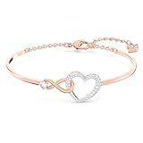 Swarovski Hyperbola Women's Bangle Bracelet with a Rose-Gold Tone Plated Bangle, Clear Crystals and Lobster Clasp