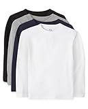 The Children's Place baby boys and Toddler Uniform Basic Layering Tee 4-pack T Shirt, Black/H Smoke/New Navy/White 4 Pack, 6-9 Months US
