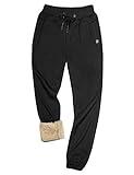 Gihuo Men's Sherpa Lined Athletic Sweatpants Winter Warm Track Pants Ribbed Leg Jogger Pants (Black, XX-Large)