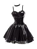 Coskidz Women's Amane Misa Dark Gothic Cosplay Costume Dress with Stockings Misa Amane Black Dress Steampunk Halloween (Black, Large)