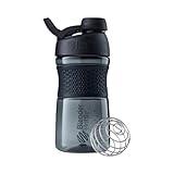 BlenderBottle SportMixer Shaker Bottle Perfect for Protein Shakes and Pre Workout, 20-Ounce, Black