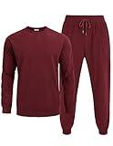 COOFANDY Men's Tracksuit 2 Piece Sweatsuit Set Long Sleeve Pullover Athletic Suit For Sports Casual Fitness Jogging Red