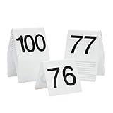 Set of 25 Acrylic Table Numbers for Wedding Reception, Plastic Tent Cards Numbered 76-100 for Restaurants, Banquets (3 x 2.75 x 2.5 In)