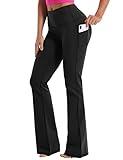 BUBBLELIME 29"/31"/33"/37" 4 Styles Women's Bootcut Yoga Pants Tummy Control - Side Pockets_Black M_37" Inseam