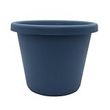 The HC Companies 24 Inch Round Classic Planter - Large Plastic Plant Pot for Indoor Outdoor Plants Flowers Herbs, Slate Blue