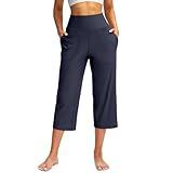 Ladies Capris Lightning-Deals of Today Prime Capri Pants for Women Summer Wide Leg Capri Pants with Pockets Tummy Control Yoga Capris Plus Size Cropped Pants Clearance of Sales Today Deals Prime Navy